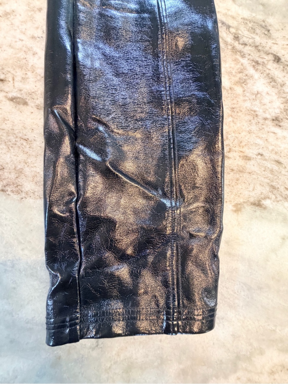 SPANX Black Faux Leather Leggings XS Petite High Rise Shaping XSP - Picture 2 of 10